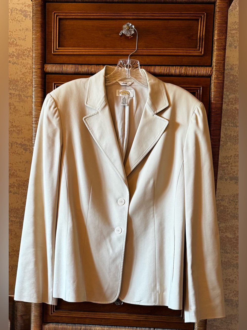 Talbots Women’s Cotton Blend 2 Button Lined Blazer Jacket Cream Sz 8